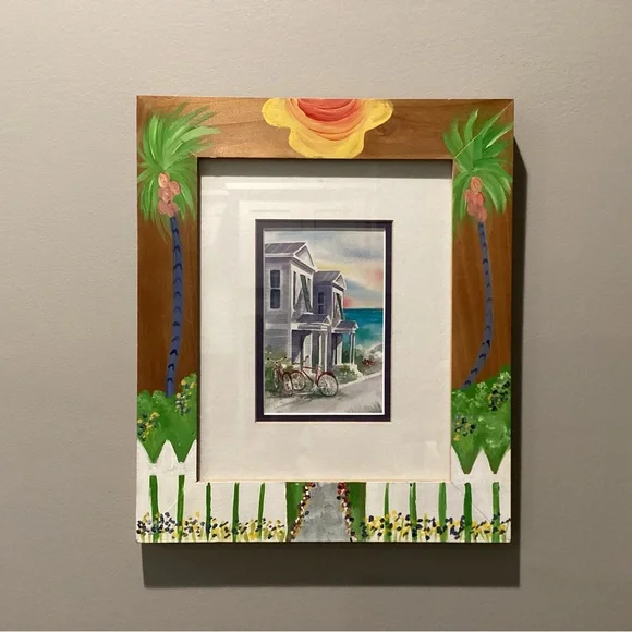 🔵 Beautiful Solid Wood, Hand Painted Frame with print by Artist Donna Burgess - Picture 3 of 15